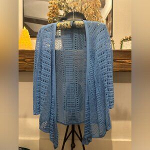 NWT Women’s Chico’s Open Cardigan Large/sz  2 The Front Pointelle 3/4 Sleeve $80